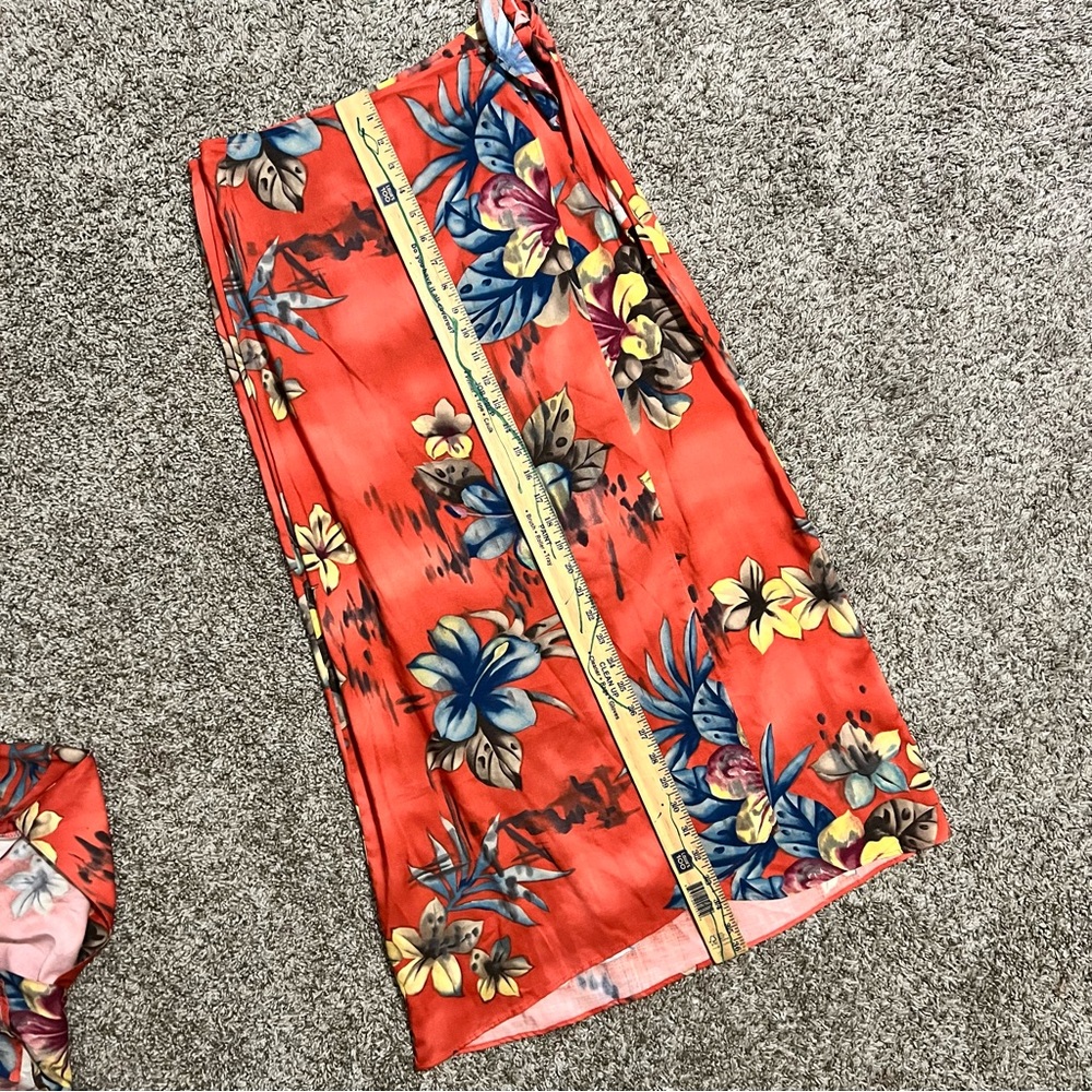 Hilo Hattie Reddish Orange Floral top and skirt set size size medium - Picture 8 of 14